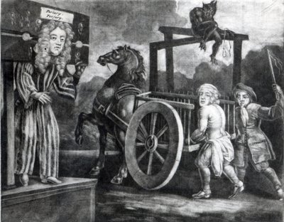 Titus Oates on the Third Day of His Punishment in 1685, When He Was Stripped, Tied to a Cart and Whipped from Aldgate to Newgate by English School